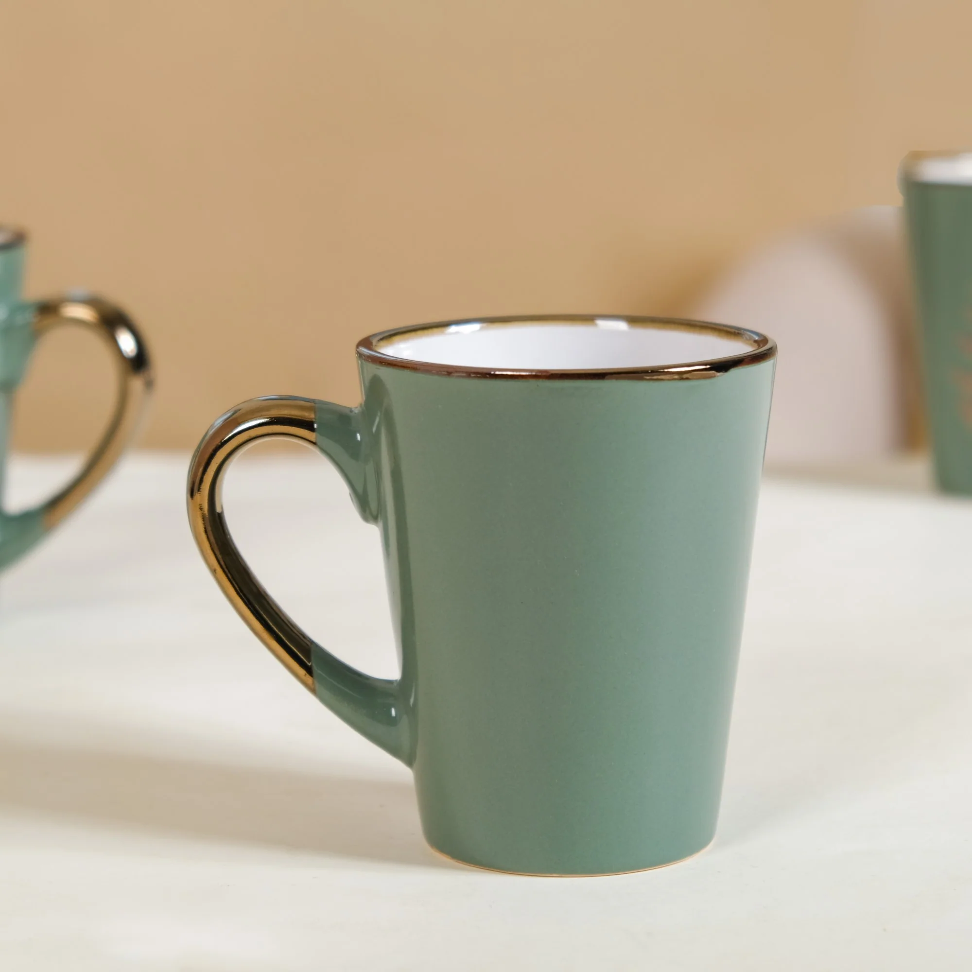 Fern Leaves Coffee Mug Set Of 6 Sage Green 350ml - Image 8