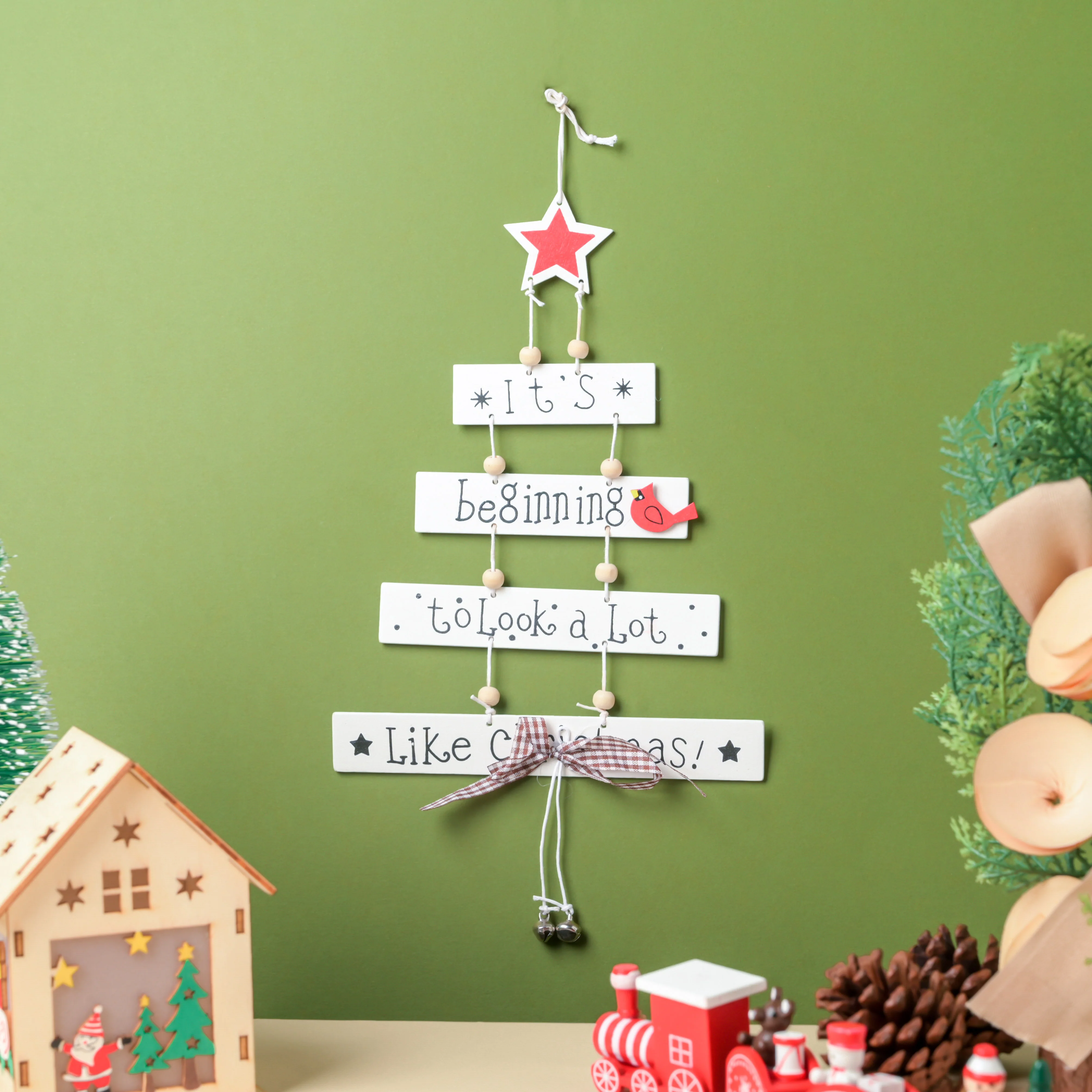 Festive Cheer Christmas Hanging White 11 Inch