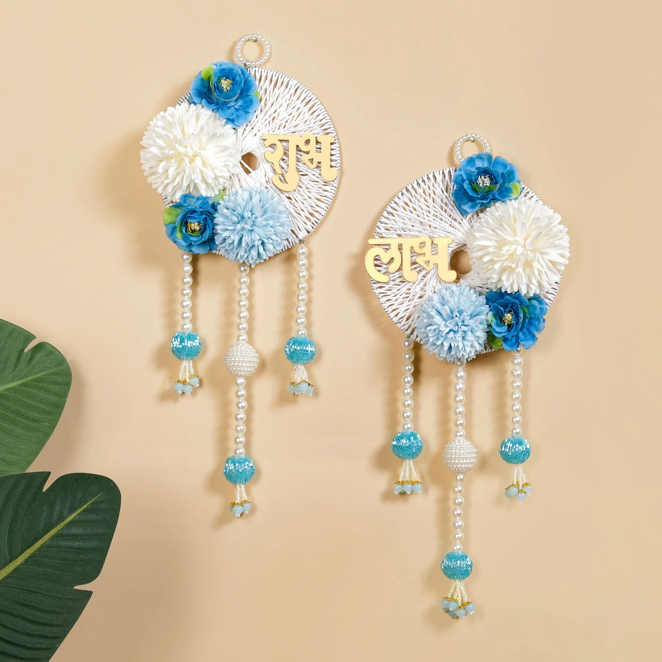 Festive Door Hanging With Pearl Blue Set Of 2