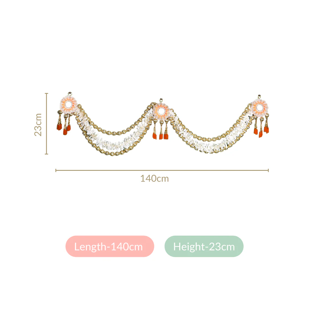 Festive Flower Wall Hanging With Moti Balls - Image 4