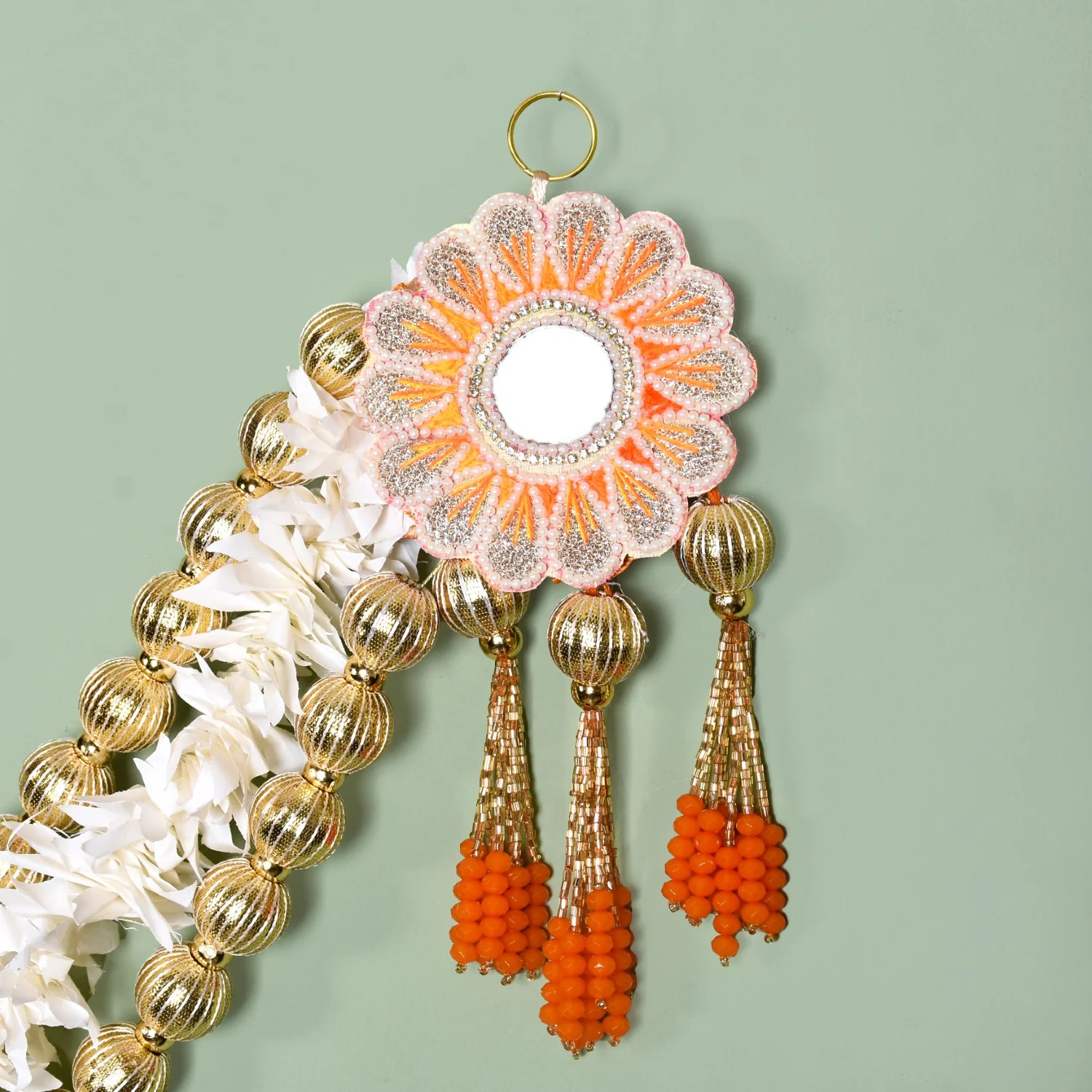 Festive Flower Wall Hanging With Moti Balls - Image 7