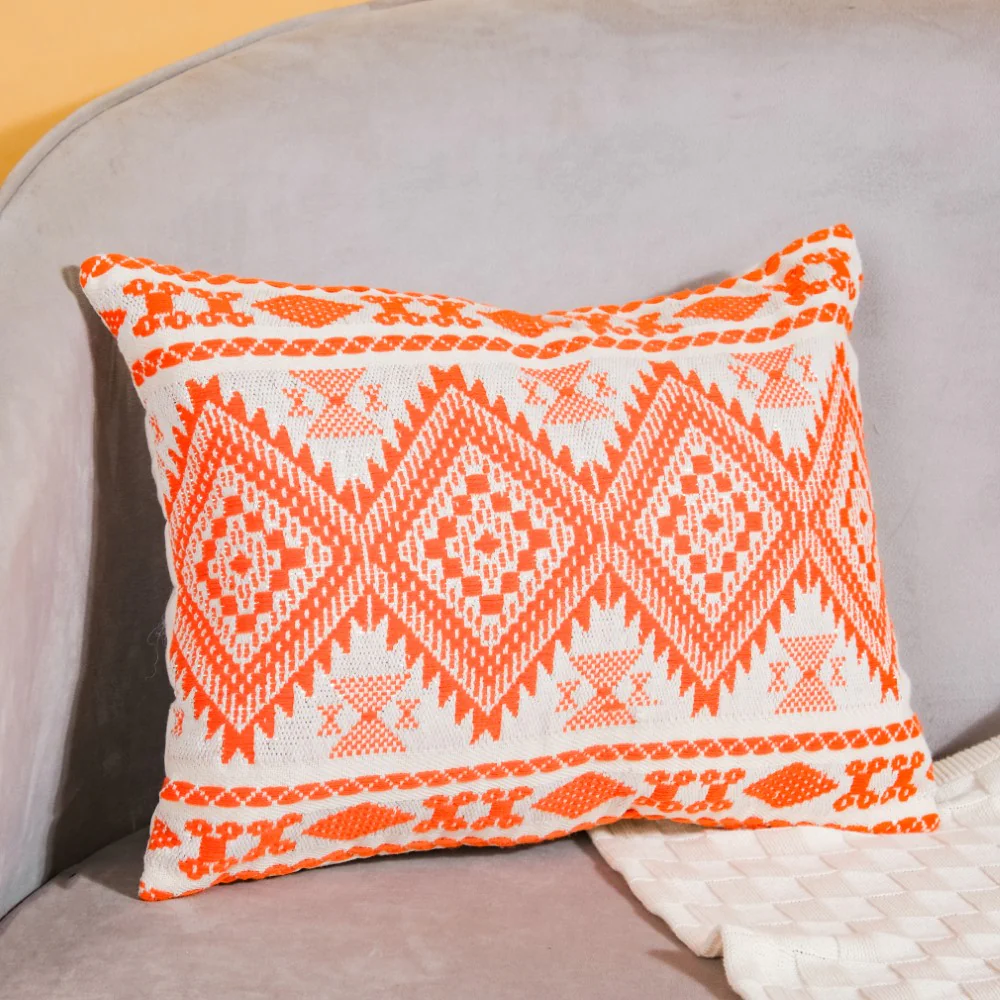 Festive Jacquard Cushion Cover And Runner Orange Set Of 3 - Image 7