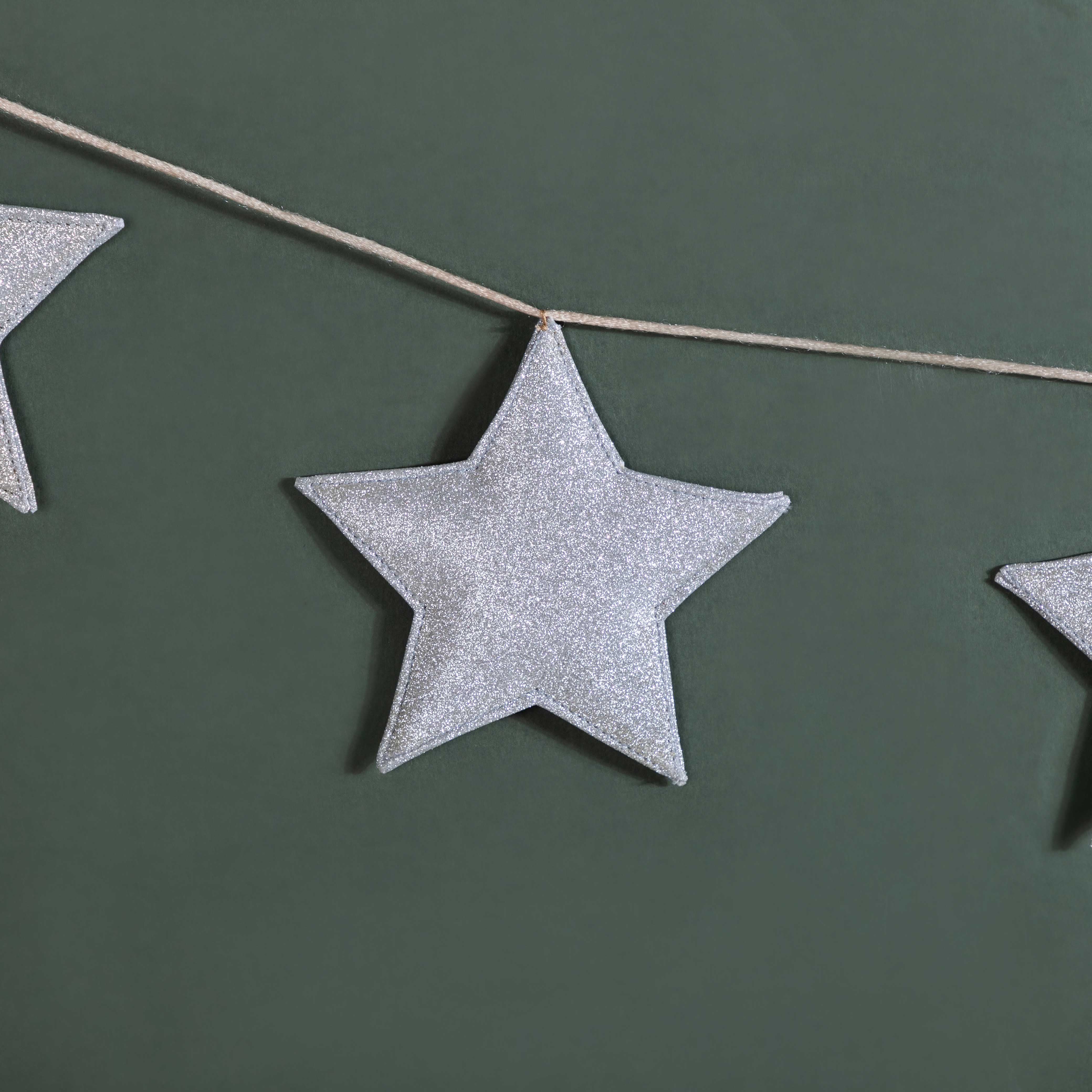 Festive Shimmery Star Bunting Silver 98 Inch - Image 5