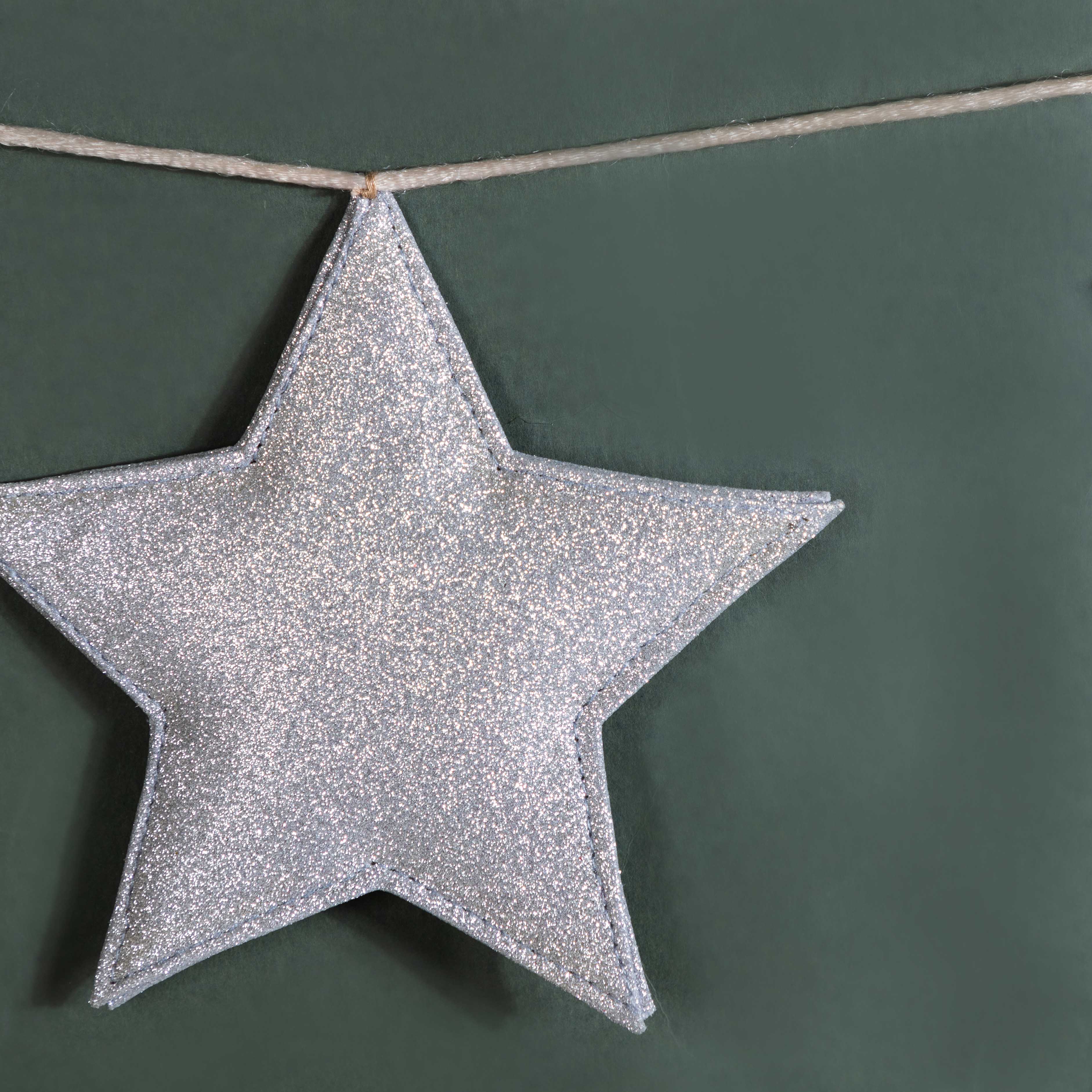 Festive Shimmery Star Bunting Silver 98 Inch - Image 7