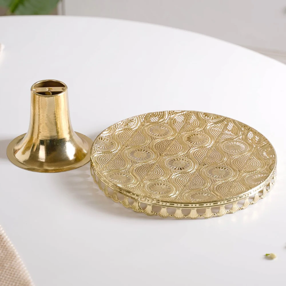 Filigree Metal Cake Stand Gold - Image 8