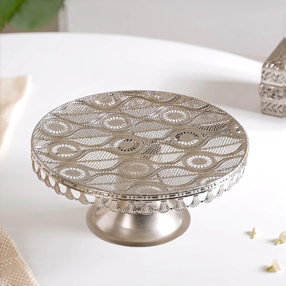 Filigree Metal Cake Stand Silver