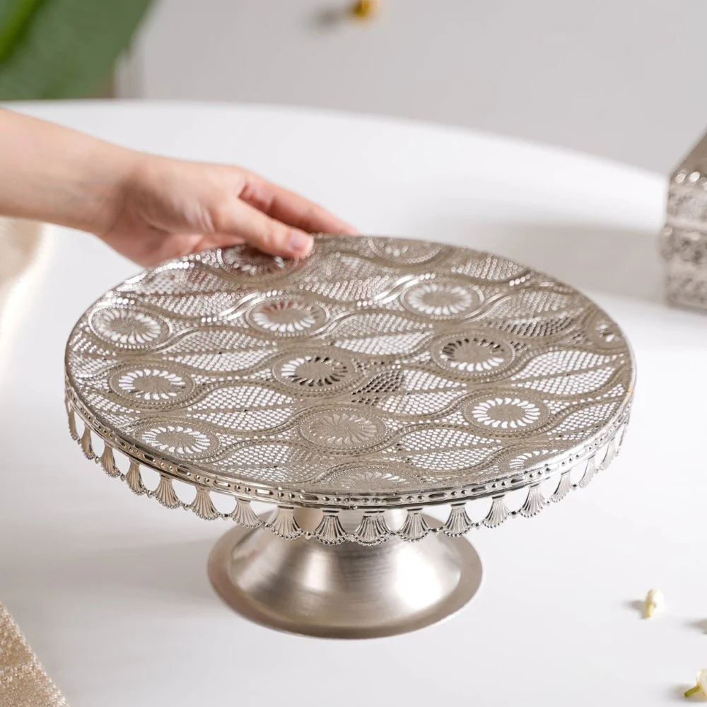 Filigree Metal Cake Stand Silver - Image 2