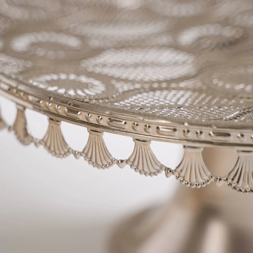 Filigree Metal Cake Stand Silver - Image 5