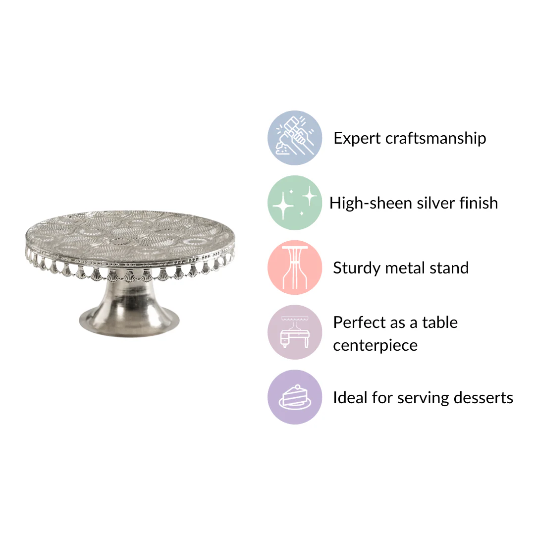 Filigree Metal Cake Stand Silver - Image 6