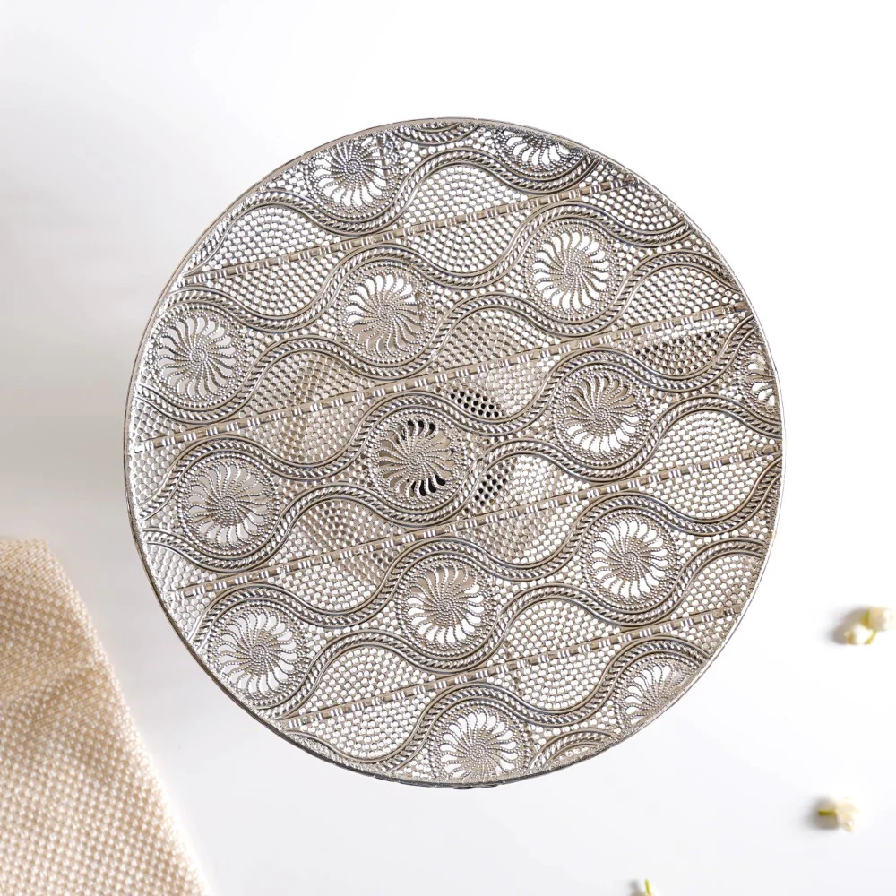 Filigree Metal Cake Stand Silver - Image 9