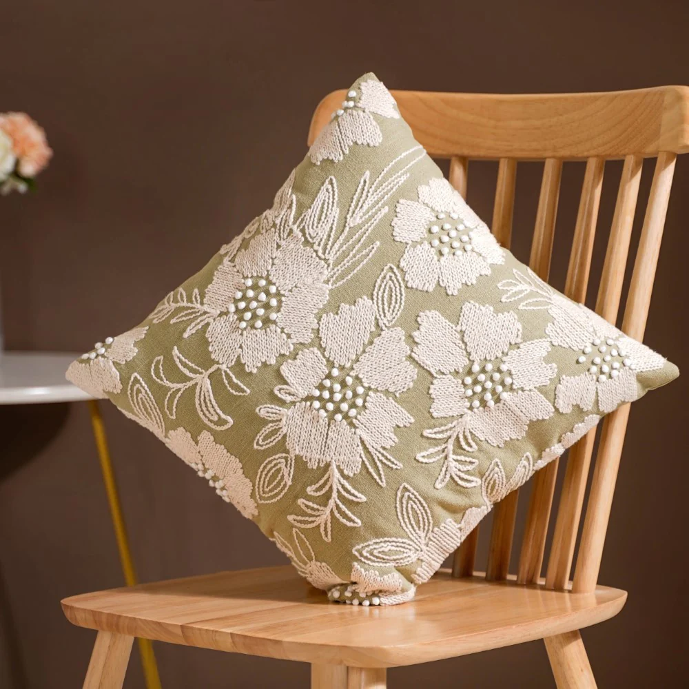 Fiore Sofa Cushion Cover Green 16x16 Inch - Image 3