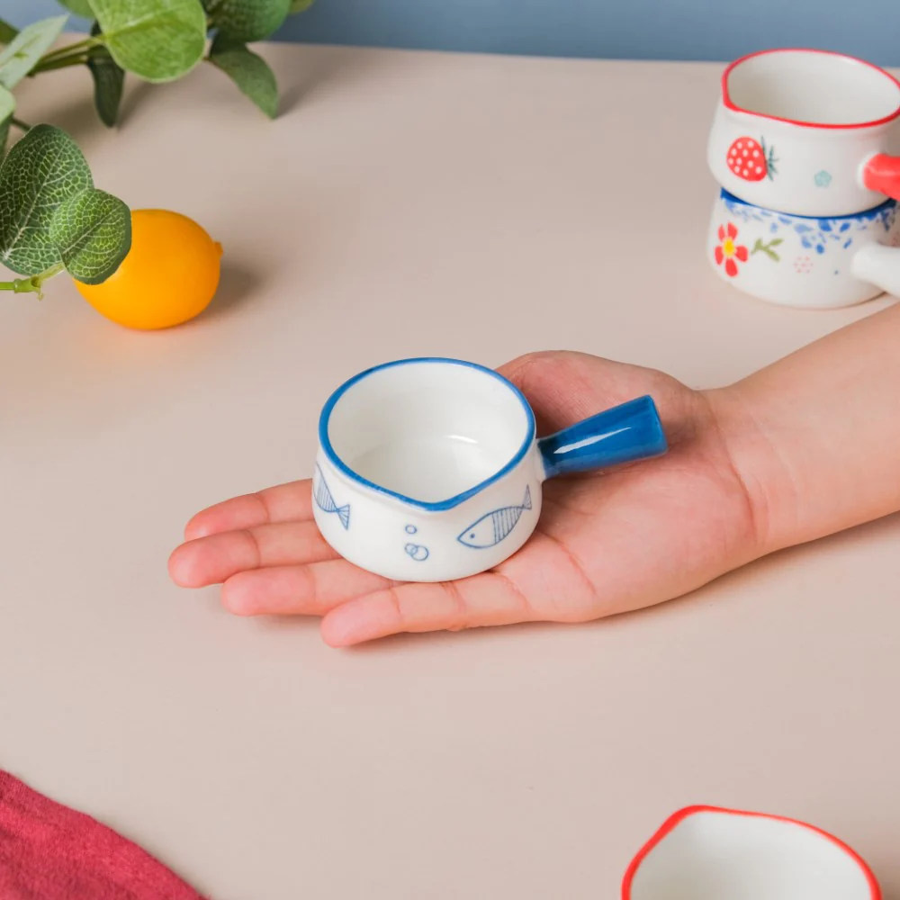 Fish Ceramic Creamer With Handle Blue Small - Image 2