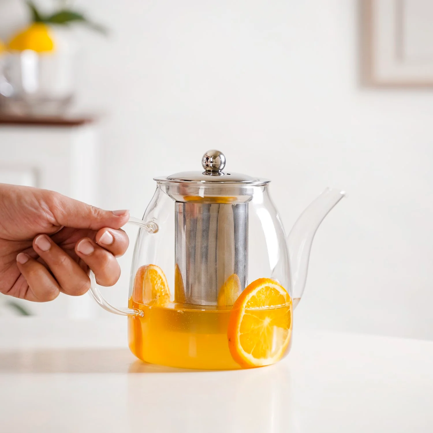 Flame Safe Borosilicate Glass Teapot With Strainer 1000ml - Image 3