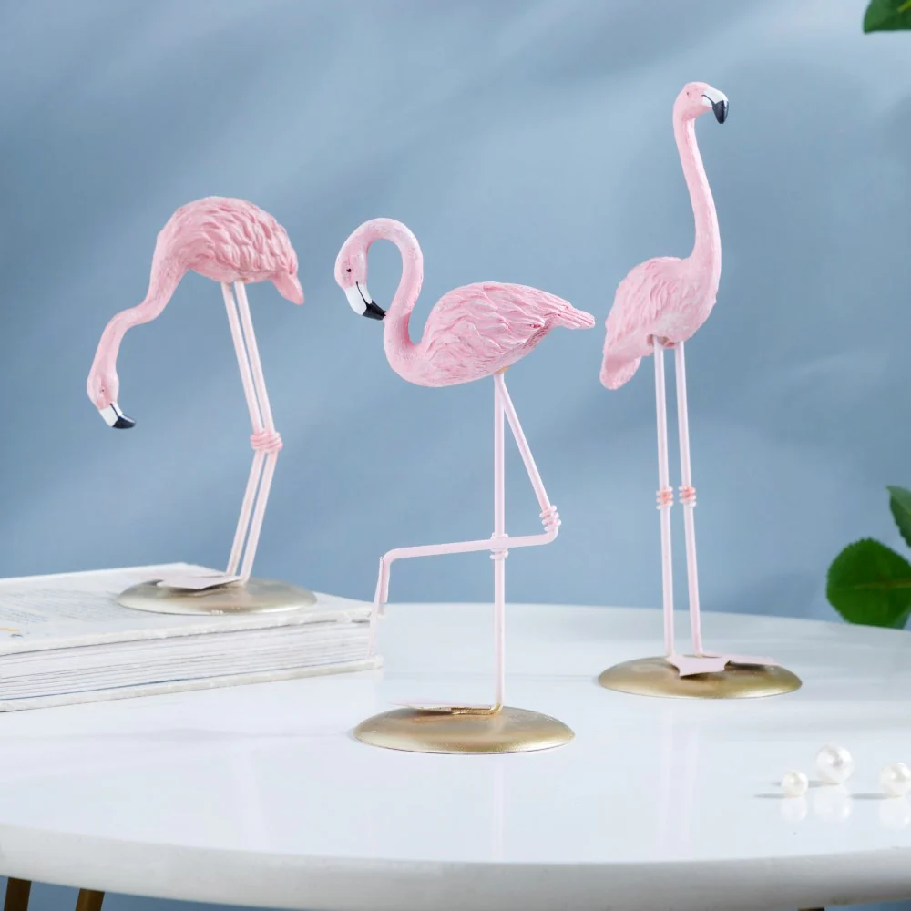 Flamingo Resin Decor Showpiece Pink Set Of 3 - Image 3