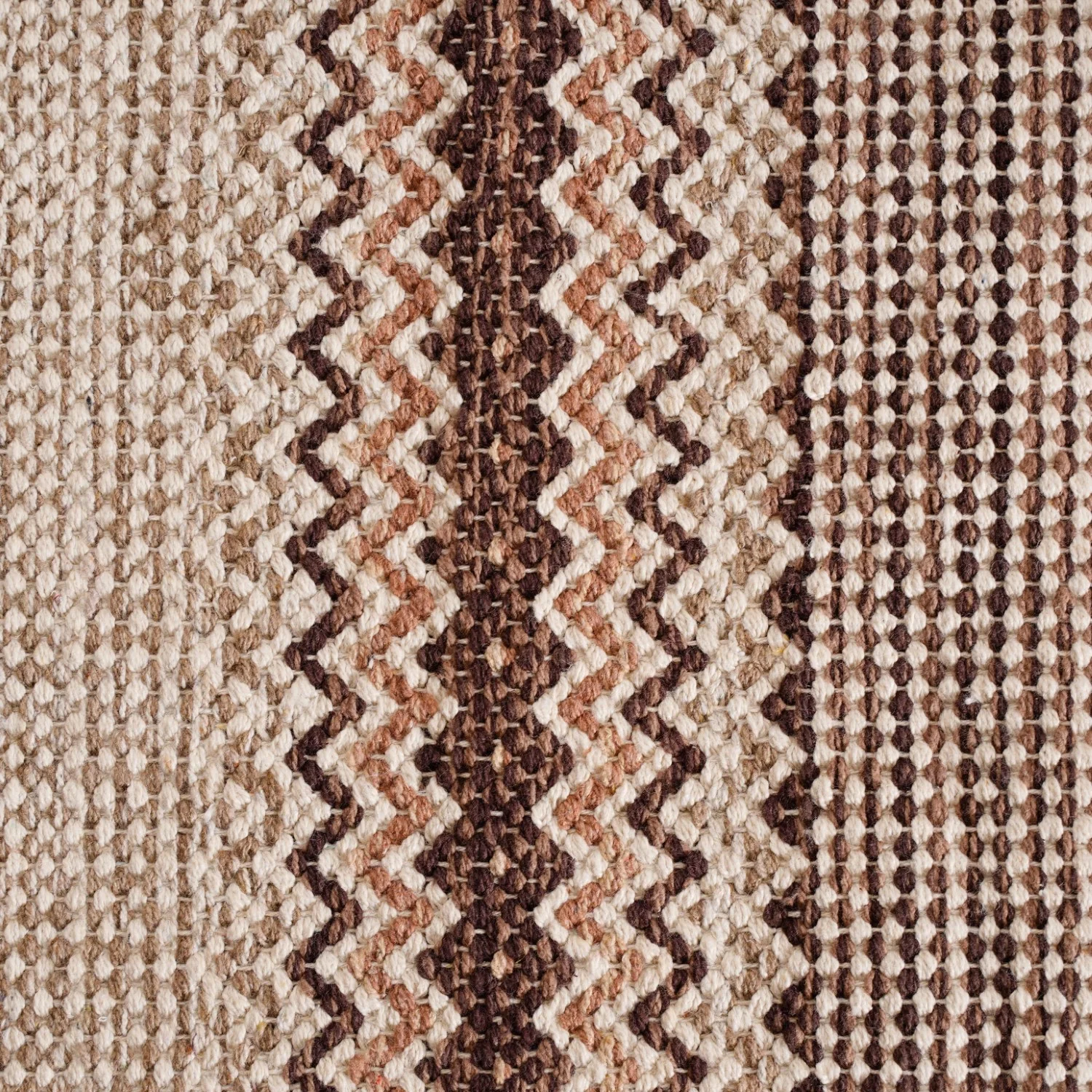 Flat Weave Zigzag Handwoven Cotton Dari Carpet 69x36 Inch - Image 3