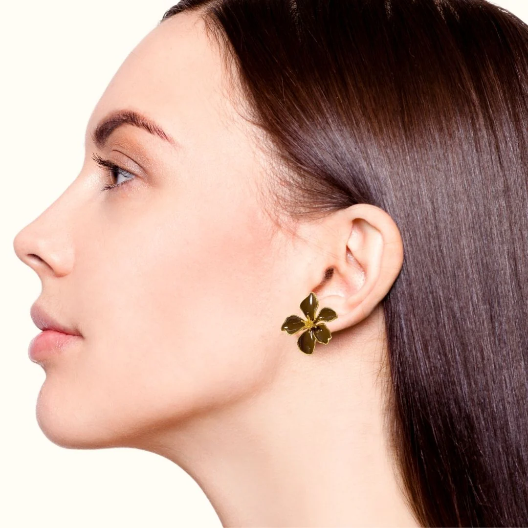 Flora Studs Brown - Image 5