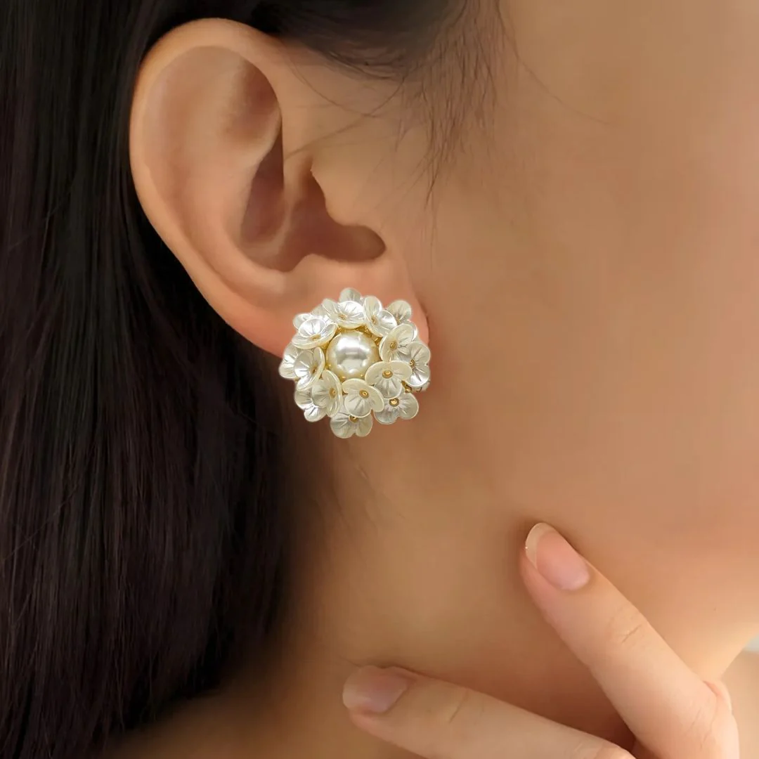 Floral Accent Cluster Earrings - Image 2