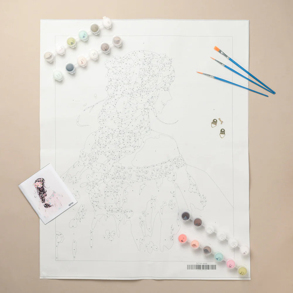 Floral Braided Girl DIY Painting By Numbers Kit - Image 3