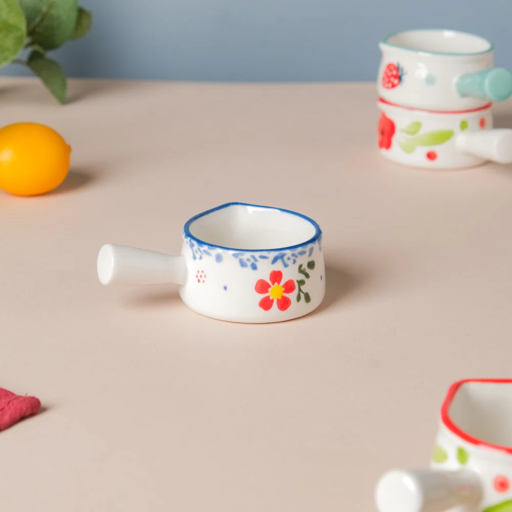 Floral Ceramic Creamer With Handle Blue Small - Image 7