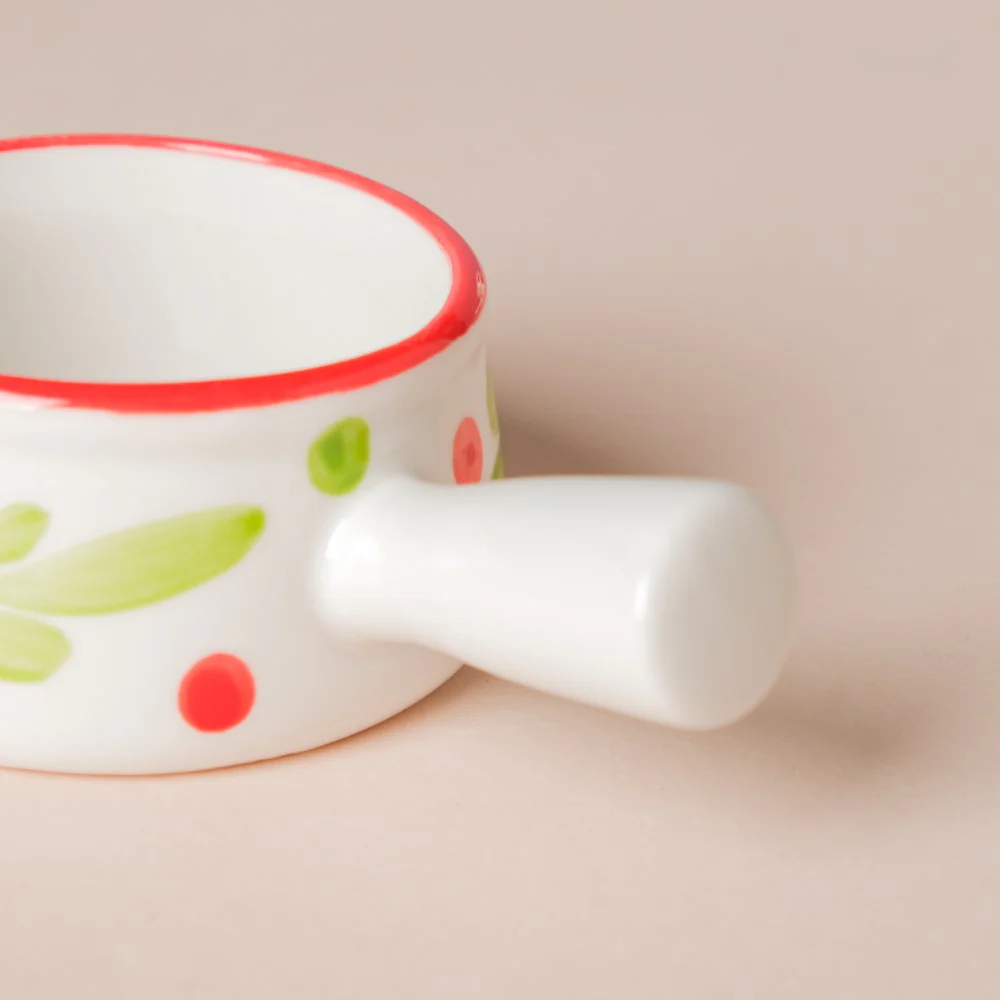 Floral Ceramic Creamer With Handle Red Small - Image 3
