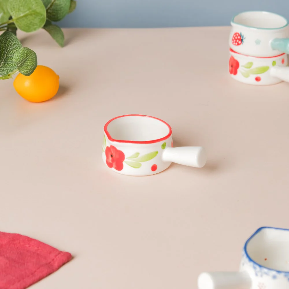 Floral Ceramic Creamer With Handle Red Small - Image 7