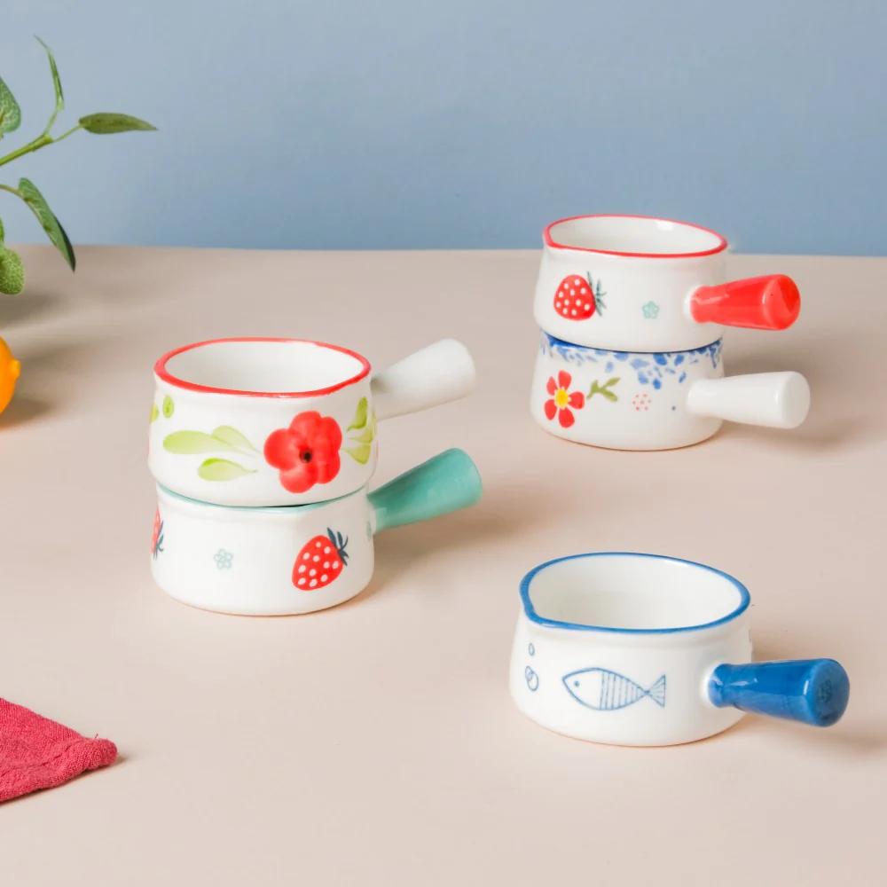 Floral Ceramic Creamer With Handle Red Small - Image 8