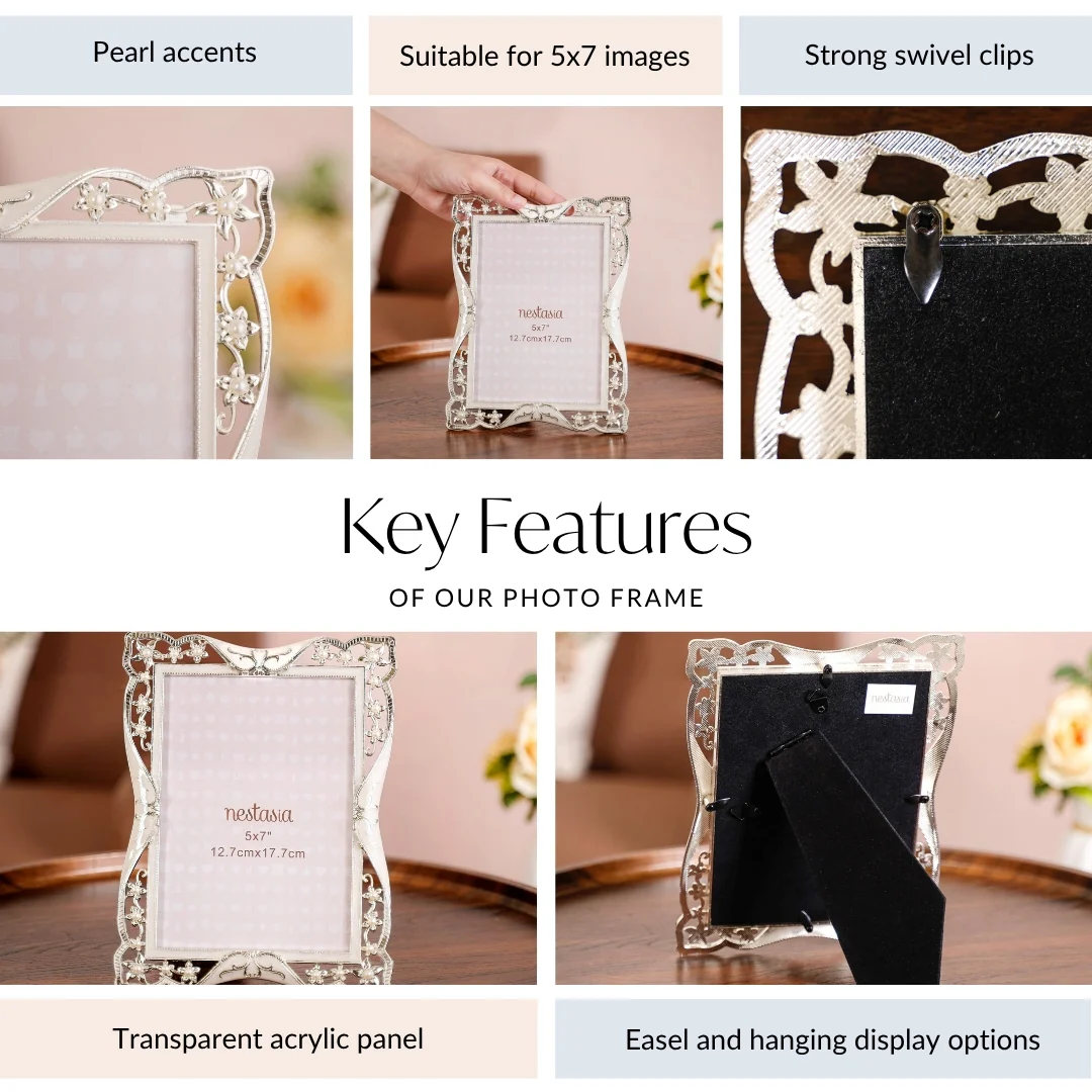 Floral Cutwork Pearl Medium Photo Frame 13x18cm - Image 5