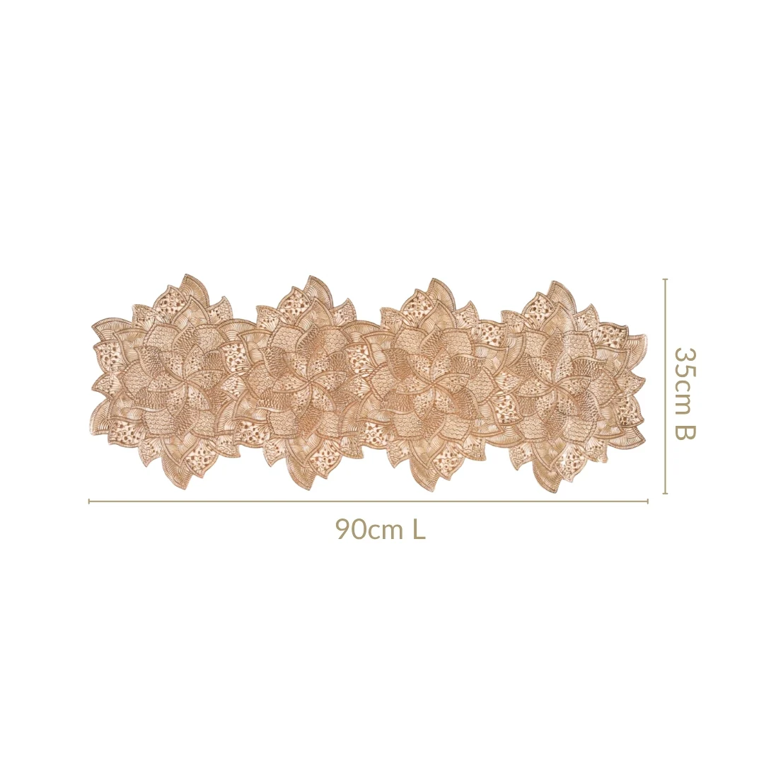 Floral Cutwork Table Runner Gold 90x35cm - Image 2