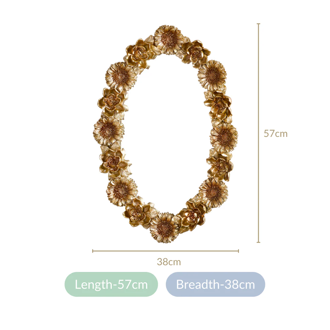 Floral Decorative Wall Mirror Gold - Image 5