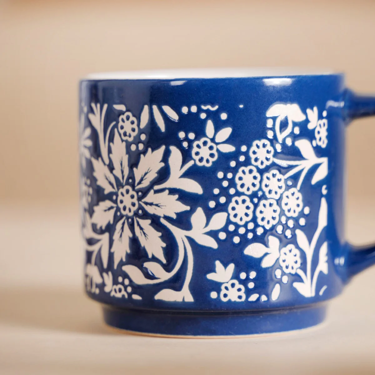 Floral Design Stackable Coffee Mugs Set of 4 240ml - Image 10