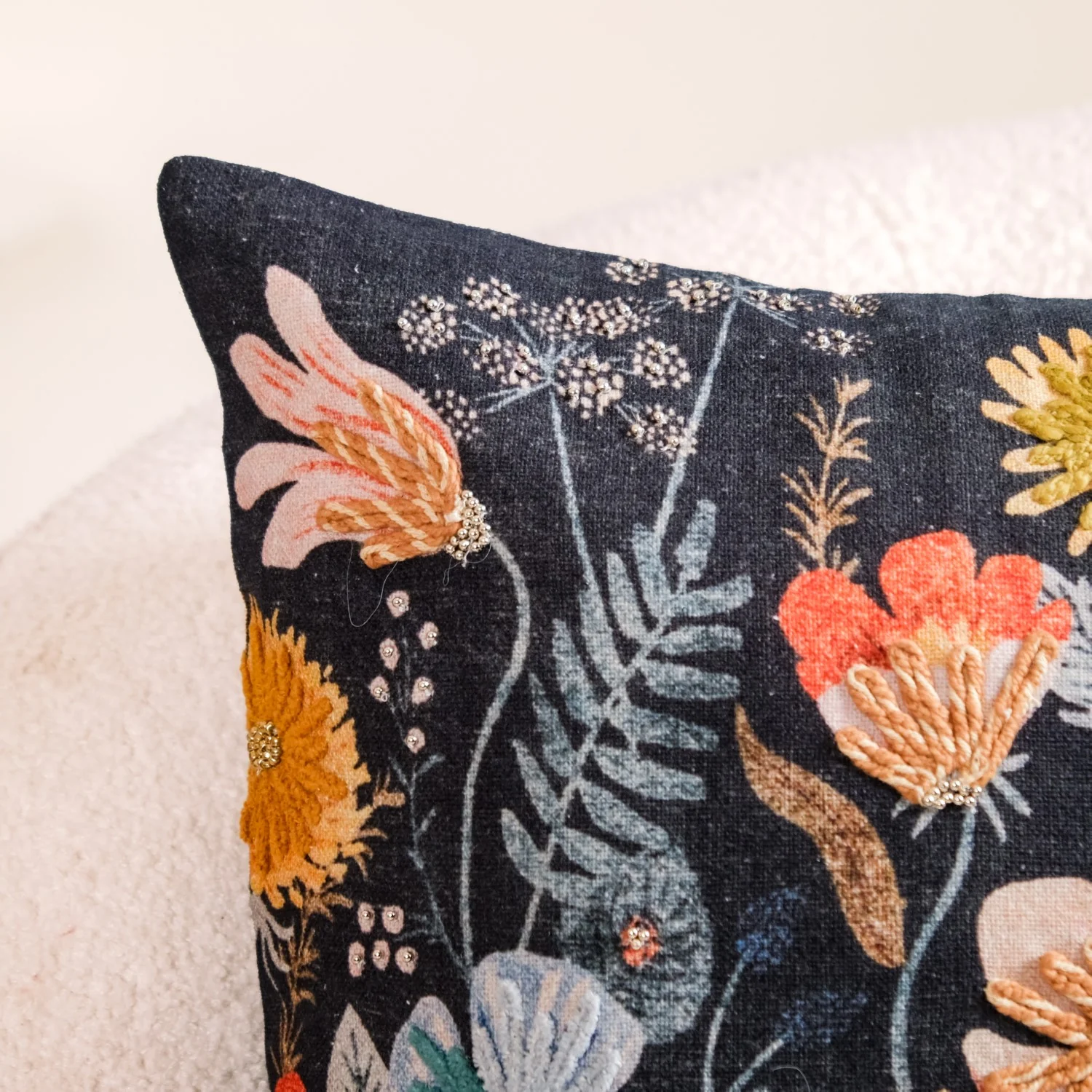 Floral Fantasy Beaded Couch Cushion Cover 20x14 Inch - Image 6