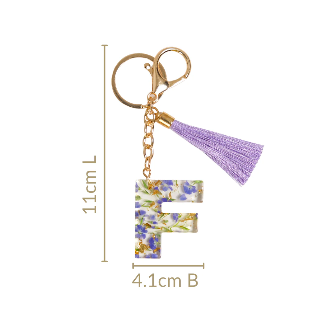 Floral Fantasy F Keychain With Satin Tassel - Image 4