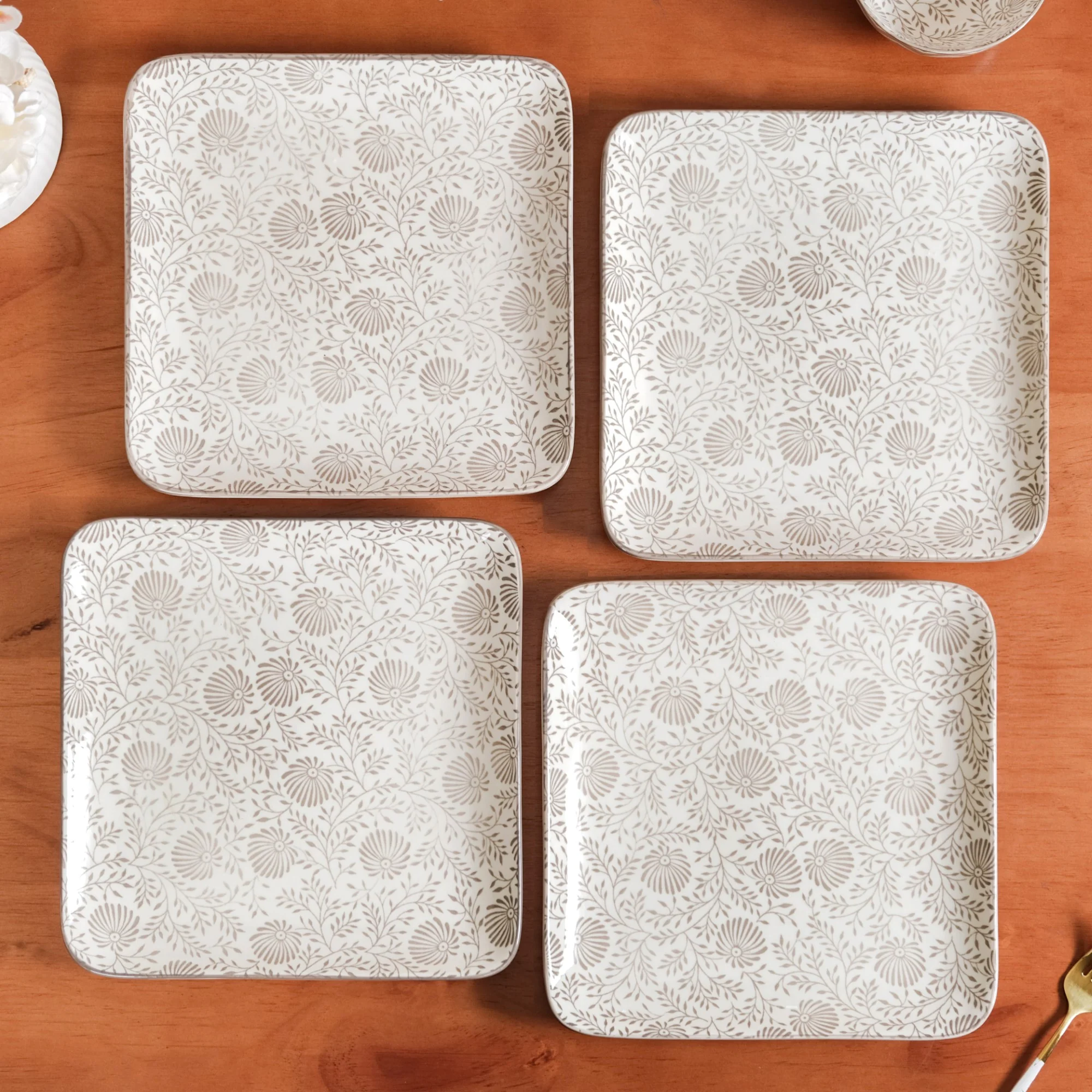 Floral Fiesta Square Dinner Plates Set Of 4 10x10 Inch - Image 8