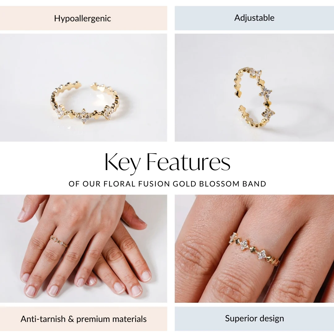 Floral Fusion Gold Blossom Band - Image 4