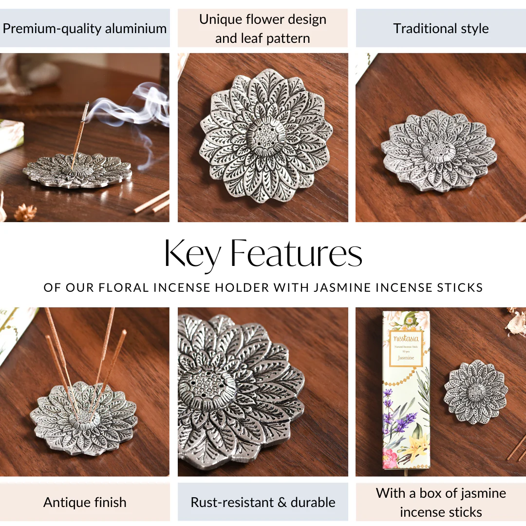 Floral Mandala Incense Holder With Jasmine Incense Sticks - Image 5