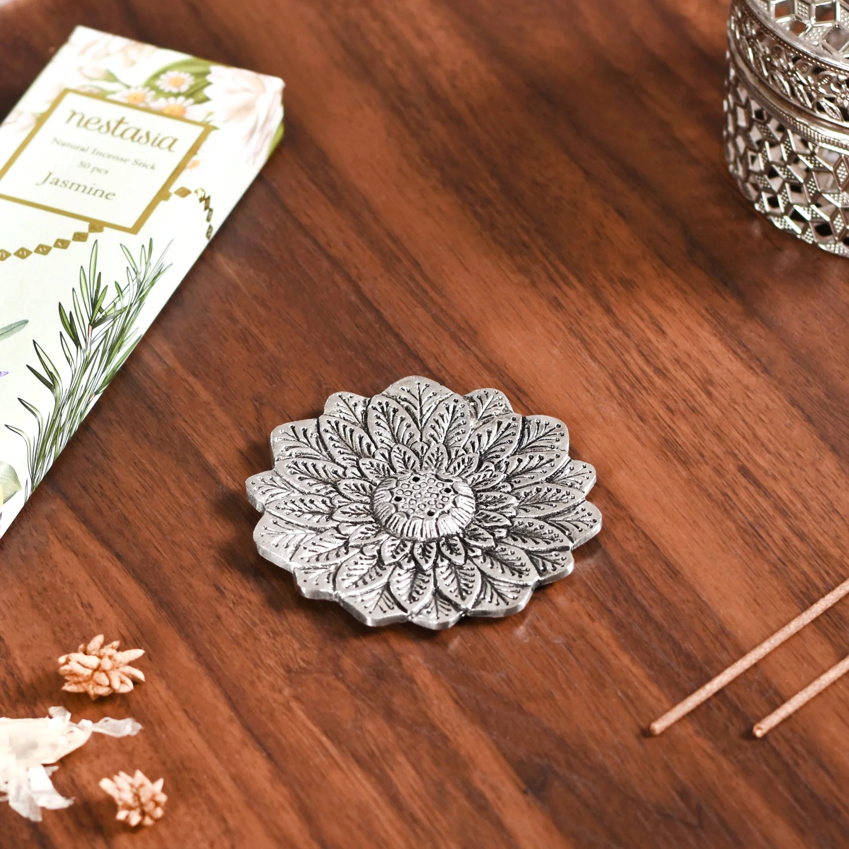 Floral Mandala Incense Holder With Jasmine Incense Sticks - Image 8