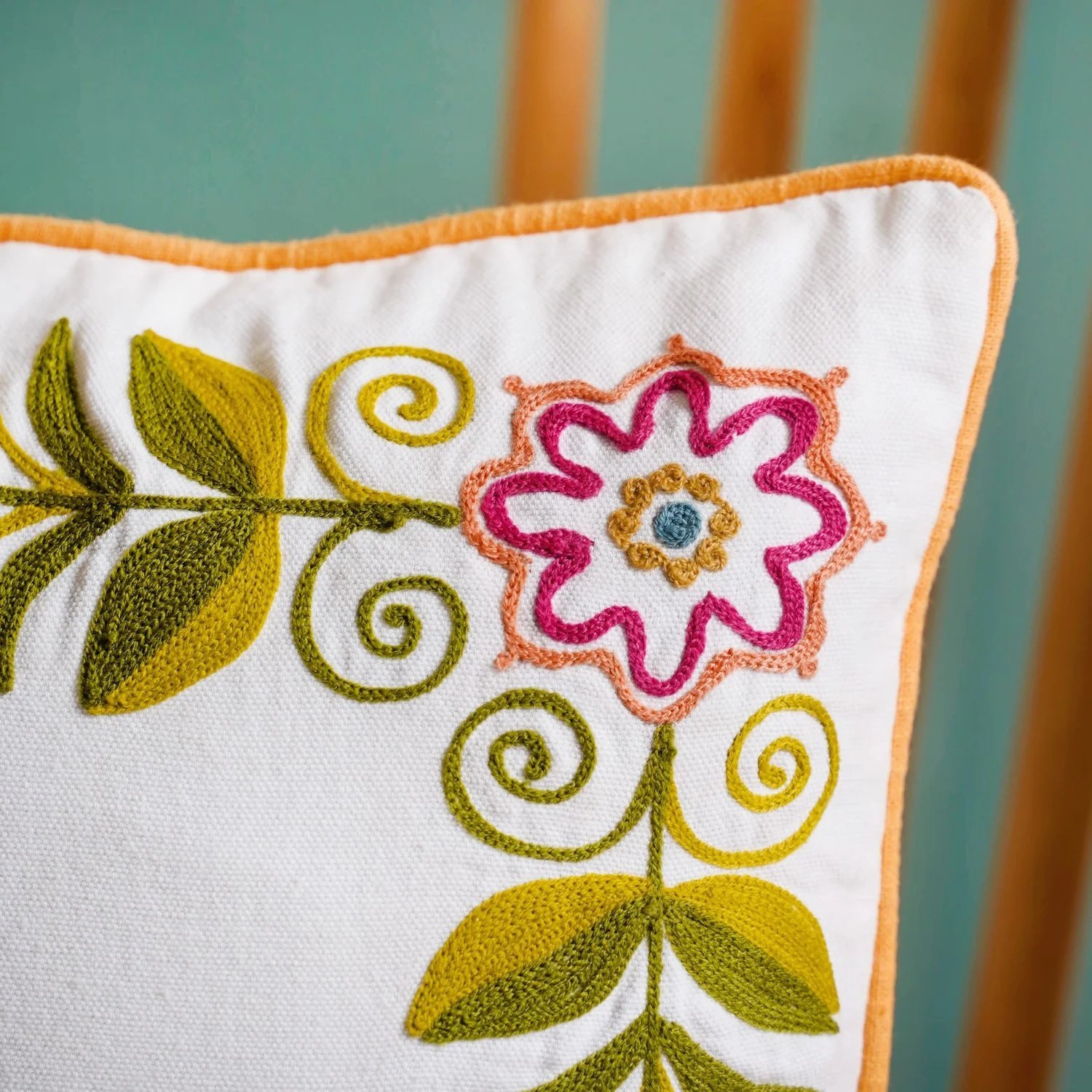 Floral Muse Embroidered Cushion Cover 40x40cm - Image 2