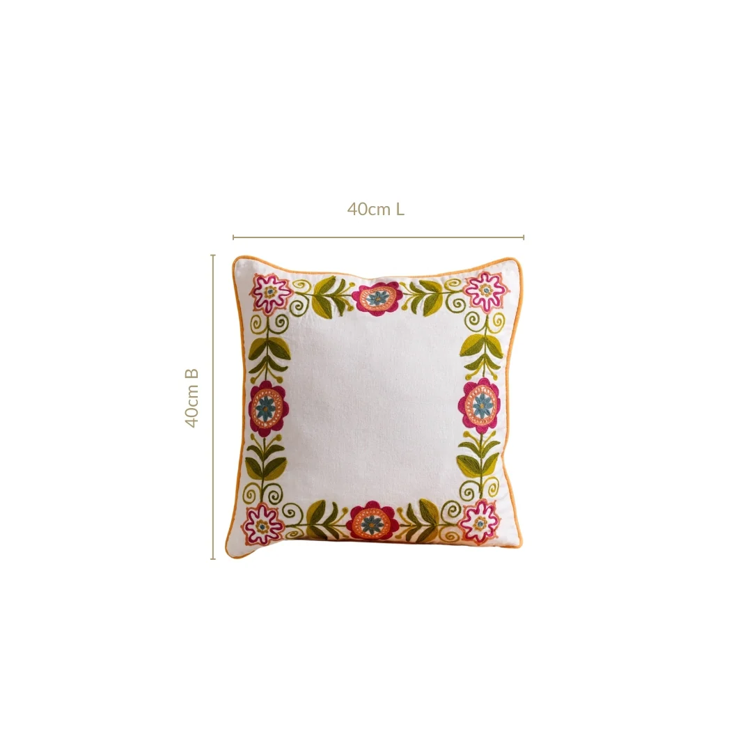 Floral Muse Embroidered Cushion Cover 40x40cm - Image 3