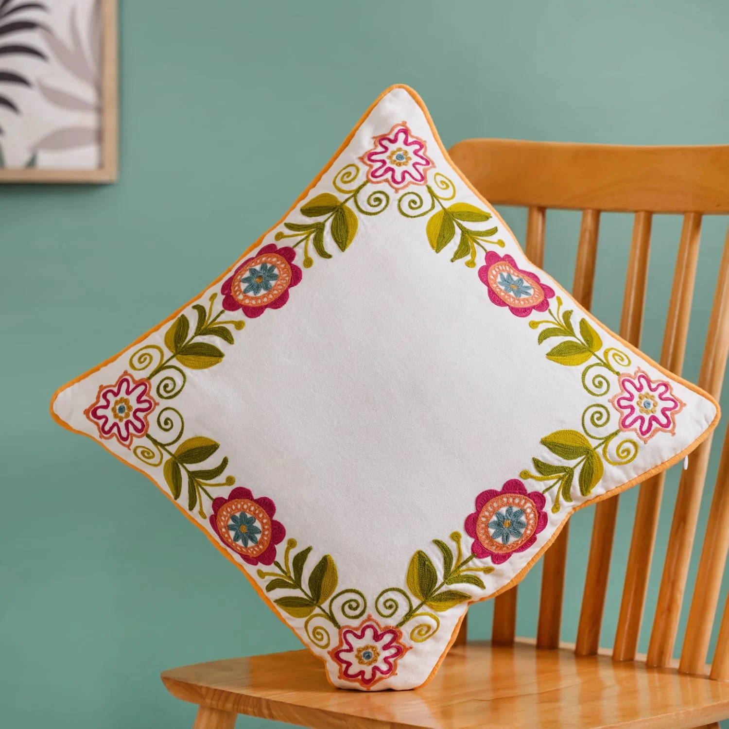 Floral Muse Embroidered Cushion Cover 40x40cm - Image 7