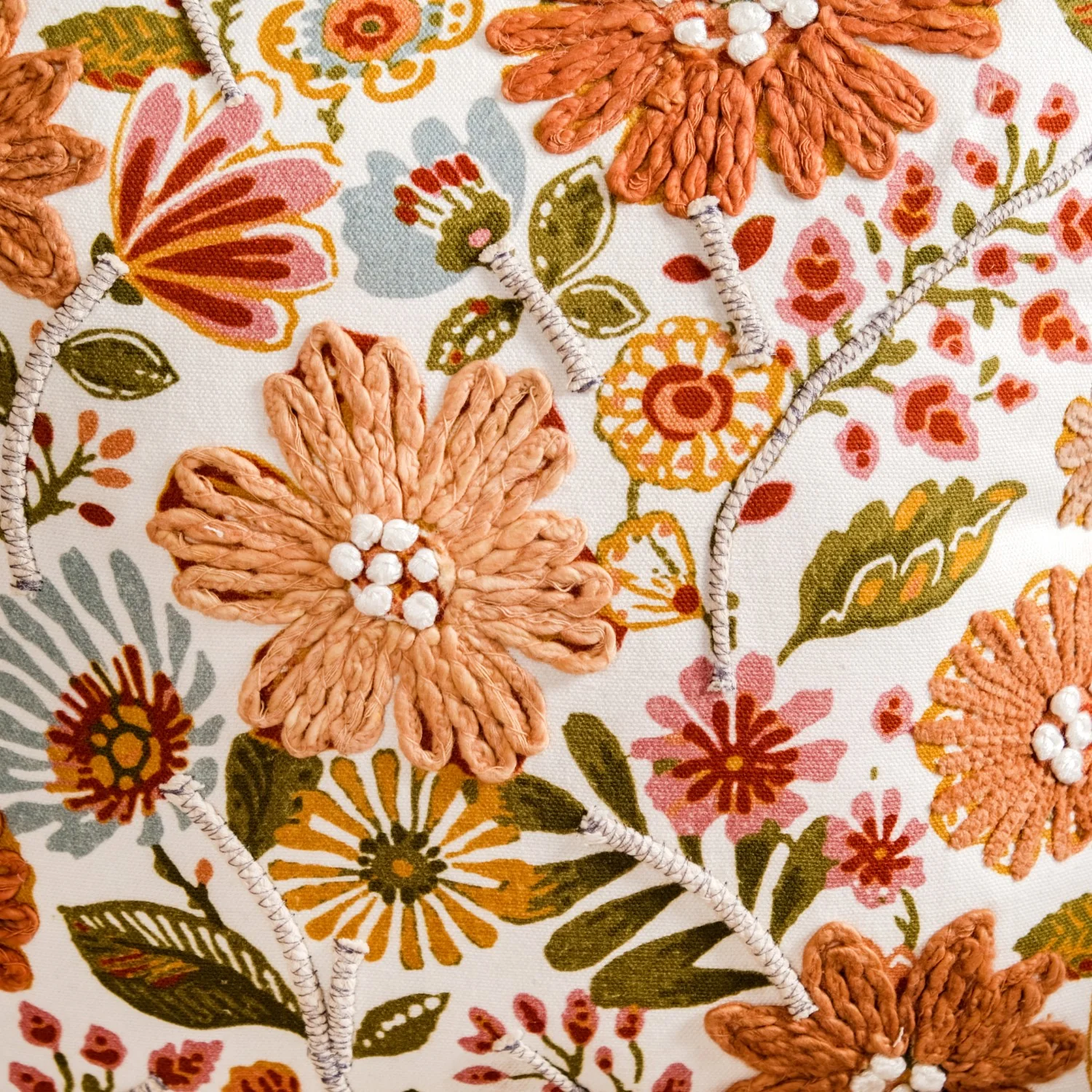 Floral Pop Embroidered Cushion Cover 16x16 Inch - Image 6