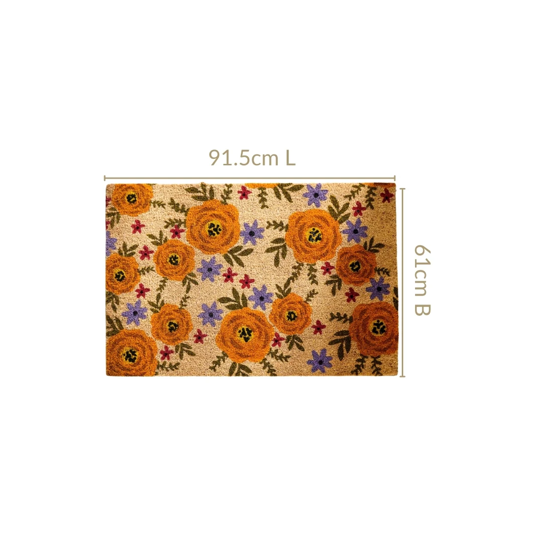 Floral Print Coir Doormat 36x24 Inch - Image 4