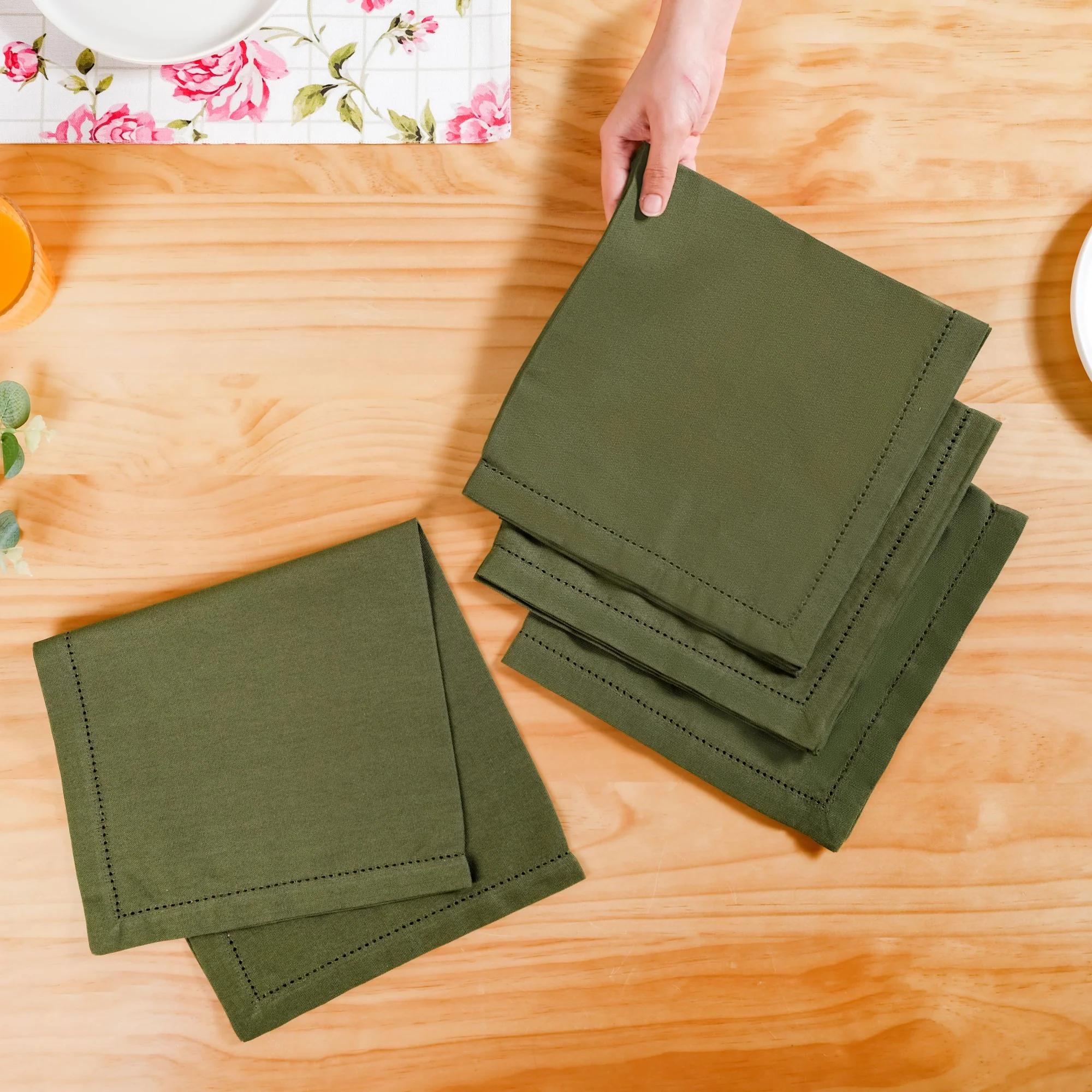 Floral Rouge Luxe Table Napkin Olive Green Set Of 4 - Image 3