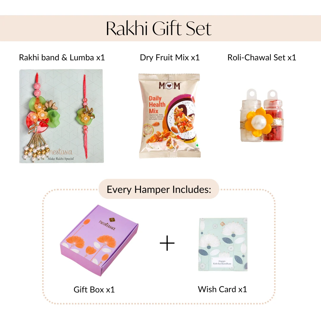Floral Symphony Rakhi Lumba Set - Image 4