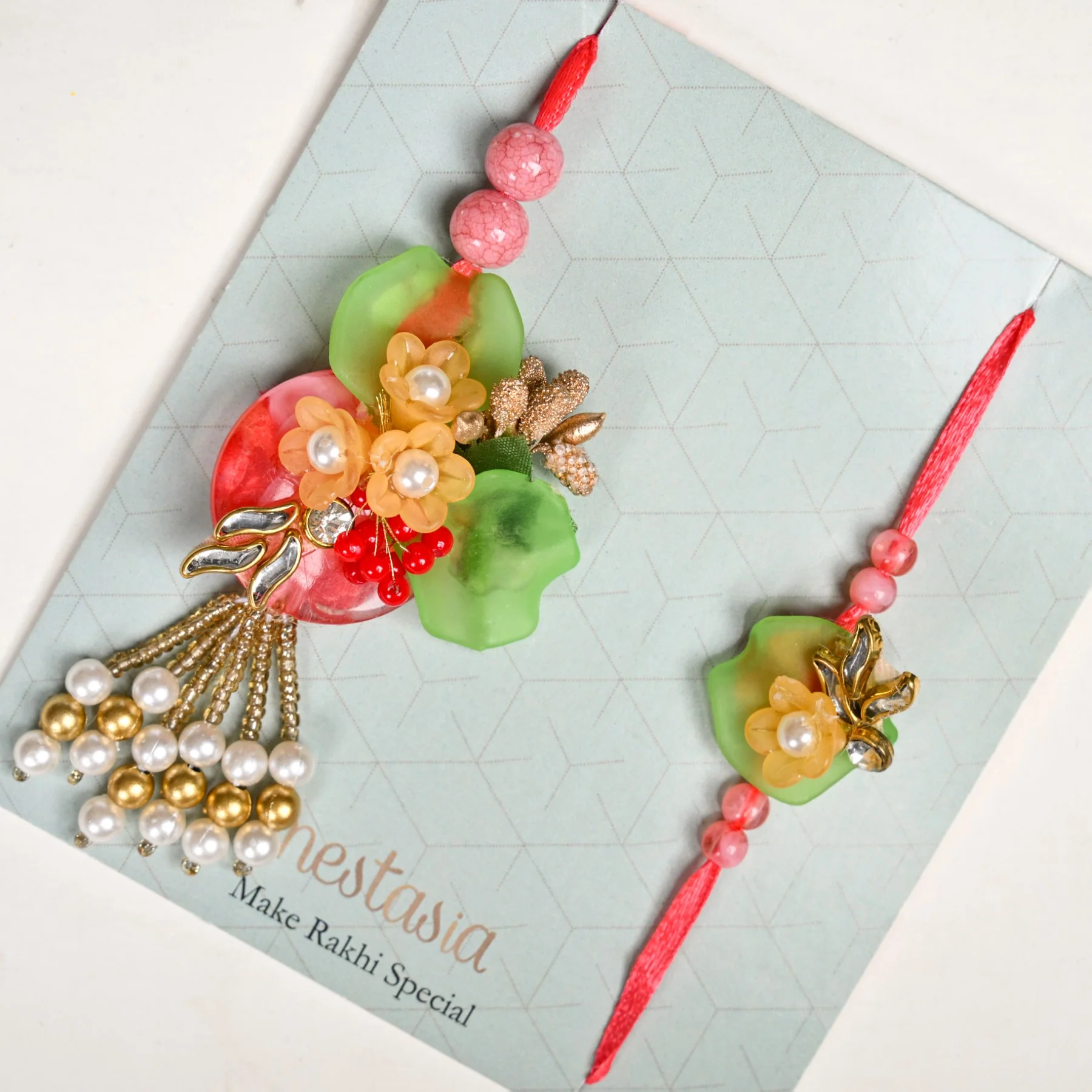 Floral Symphony Rakhi Lumba Set - Image 5