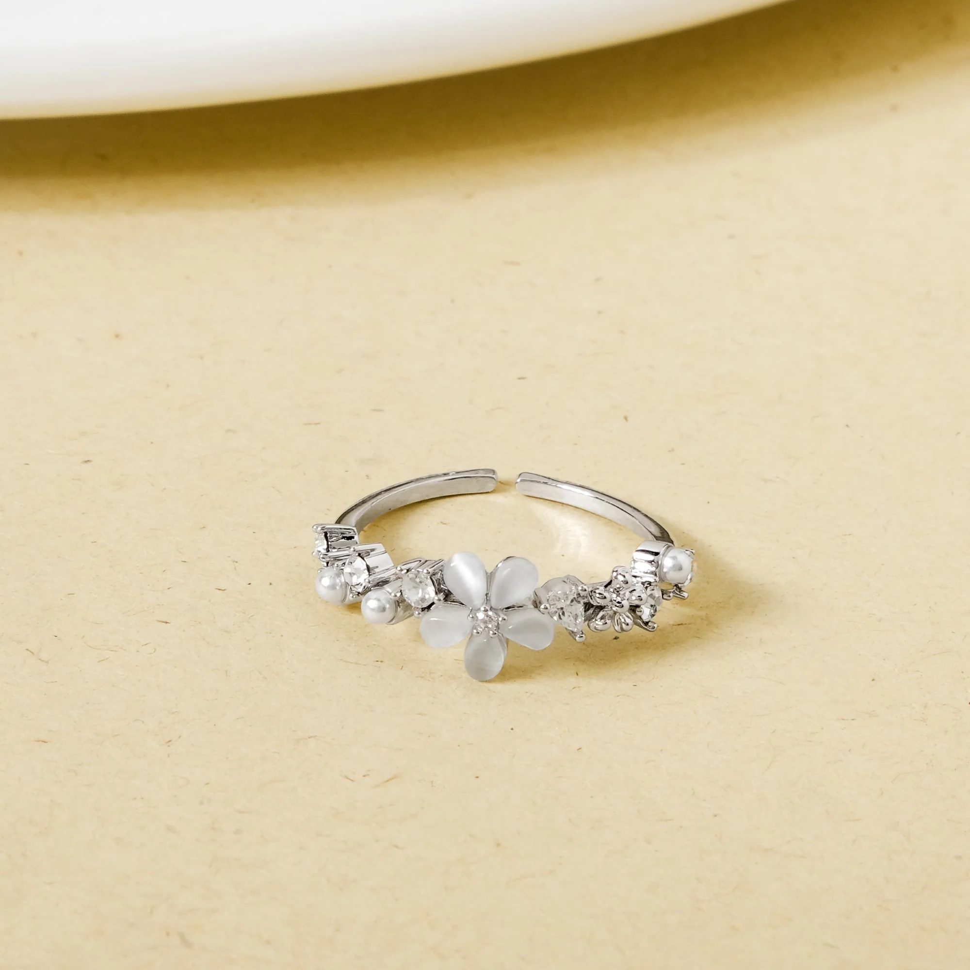 Floral Symphony Silver Statement Ring