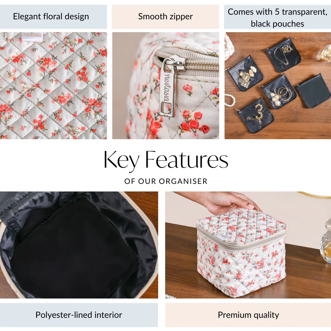 Floral Trinket Storage Bag With Pouch Set Of 6 Orange - Image 4