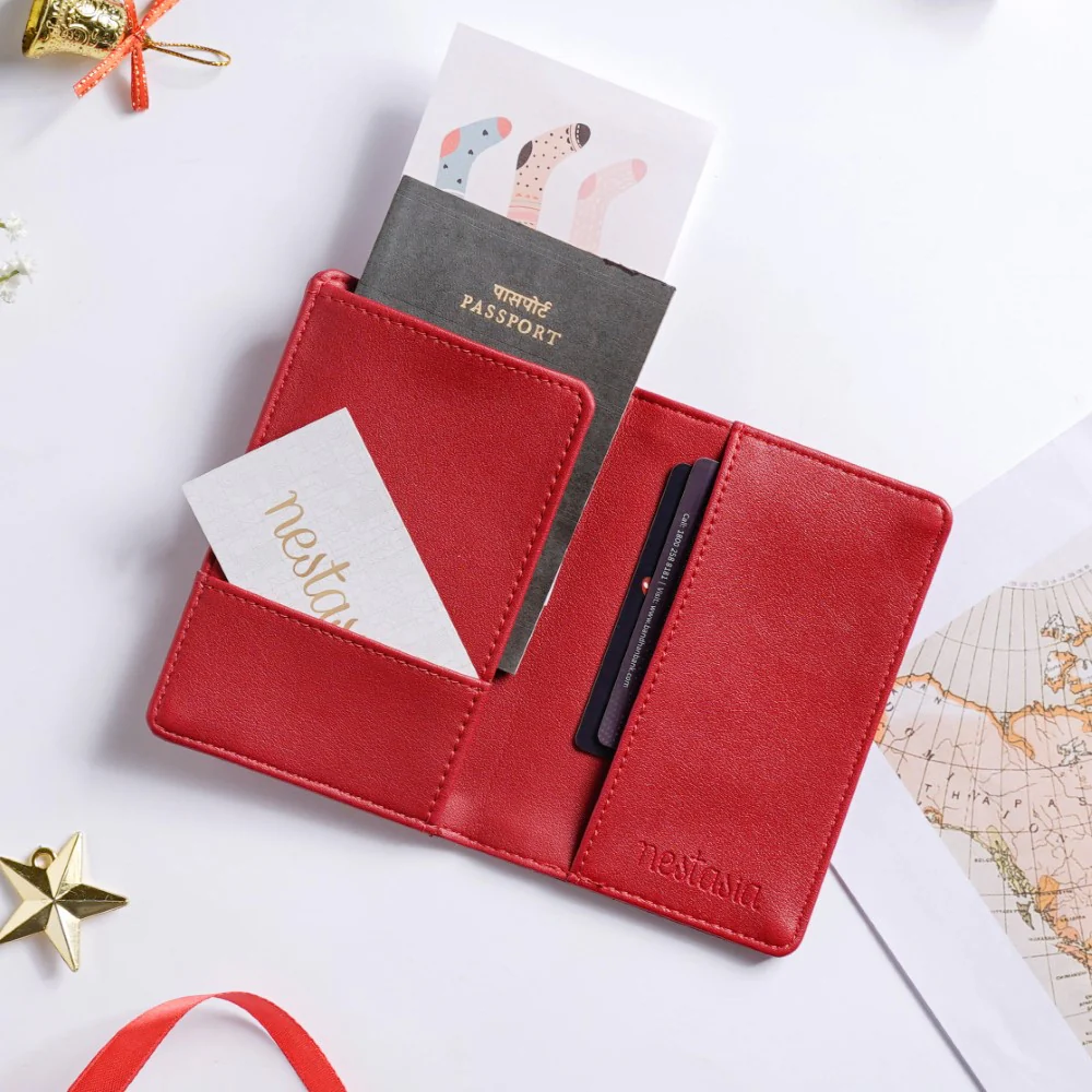 Floret Stocking Embroidered Passport Cover Red - Image 10