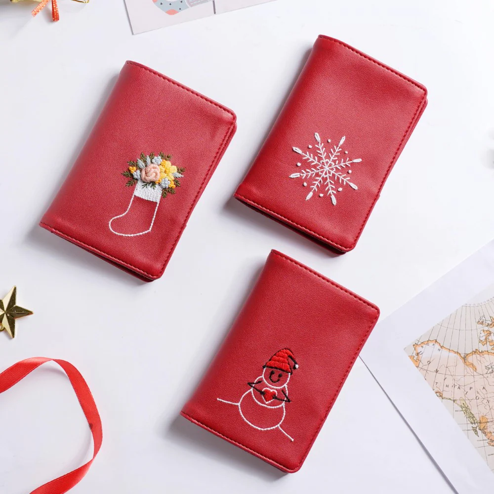 Floret Stocking Embroidered Passport Cover Red - Image 12