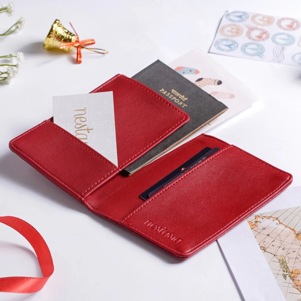Floret Stocking Embroidered Passport Cover Red - Image 5
