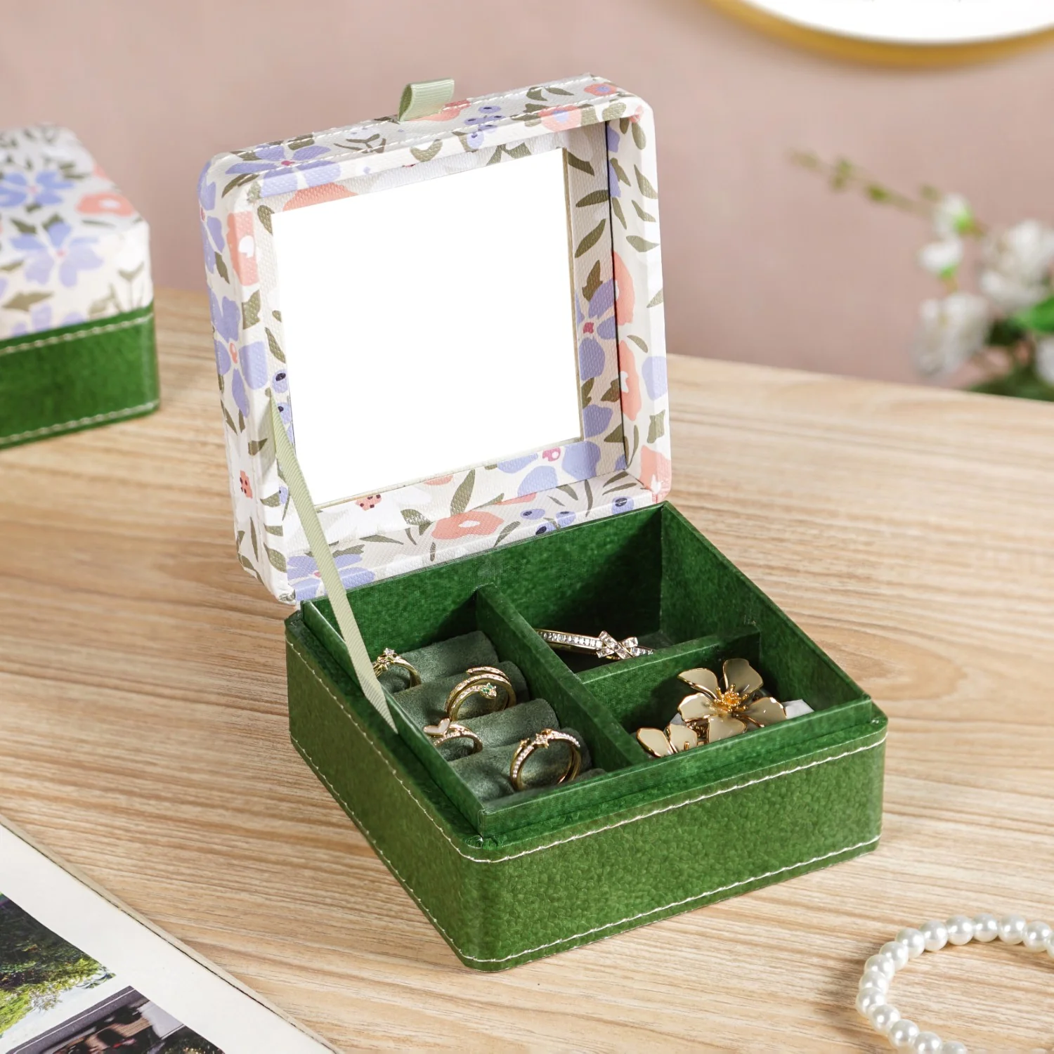 Florina Multi Section Jewellery Box With Mirror - Image 8